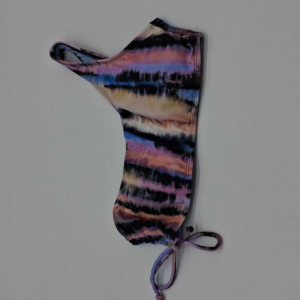 Salt + Cove Tie-Dye One-Shoulder Bikini Top Multicolor M
